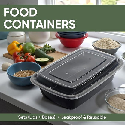 24 oz 50 Pack Meal Prep Containers BPA Free Leakproof Stackable Food Storage Containers with Lids, Microwave & Dishwasher Freezer Safe Reusable To Go Containers Bento Box Style Take Out Clear Plastic