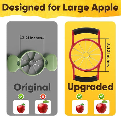 Newness 5.12 In Large Apple Slicer, Cut 12 Thin Slices All the Way Through, HEAVY - DUTY Stainless Steel Apple Corer & Slicer for Fruits & Vegetables - Dishwasher Safe