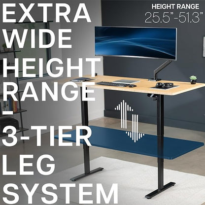 VIVO Electric 71 x 30 in Real Bamboo Standing Desk, Touch Screen Adjustment, 220 lb Frame Support, 2E Series, Black Frame, DESK-KIT-2E71O