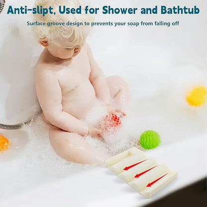 Silicone Soap Dish,Self Draining Soap Holder Perfect for Shower,Bathroom Sink,Kitchen Sink & Travel,Non-Slip Bar Soap Holder Extend Soap Life,Keep Soap Bars Dry & Easy Cleaning Beige-1Pcs