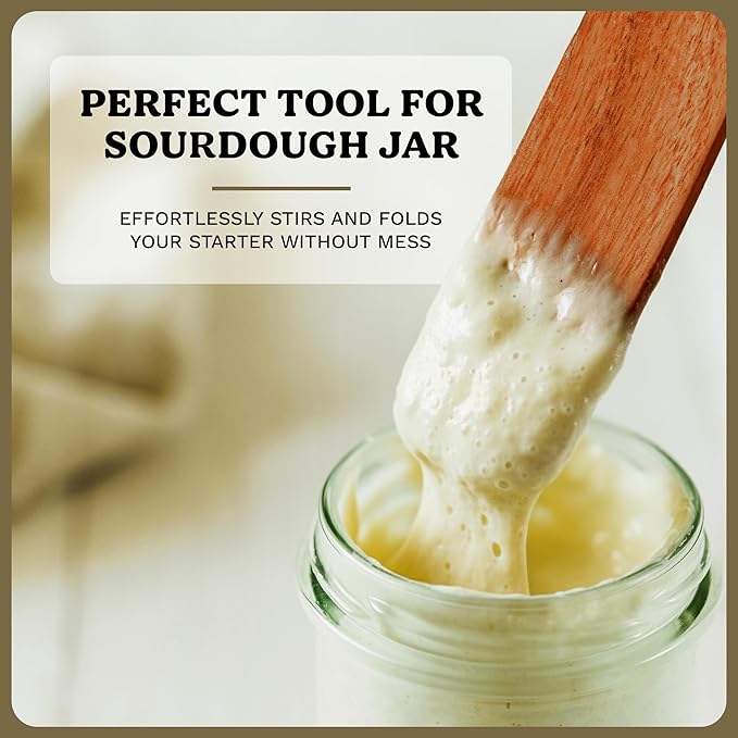 2 PCS Spurtle Wooden Spatula for Sourdough Starter – Long Skinny Wooden Spurtle Stir Stick for Mixing, Stirring & Reaching Jars – Sourdough Spurtle Tool for Baking & Cooking