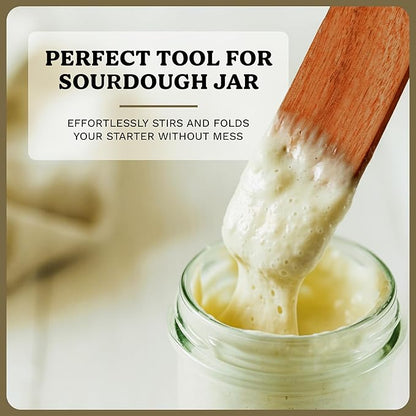 2 PCS Spurtle Wooden Spatula for Sourdough Starter – Long Skinny Wooden Spurtle Stir Stick for Mixing, Stirring & Reaching Jars – Sourdough Spurtle Tool for Baking & Cooking