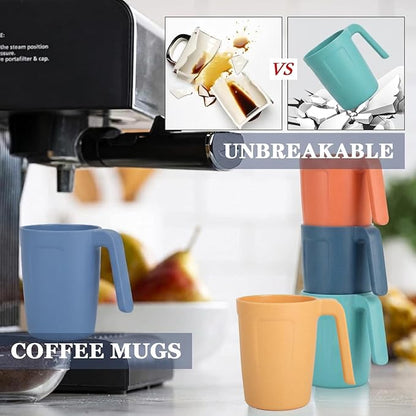 Homienly Wheat Straw Coffee Mugs, Alternative to Plastic Coffee Cups, Set of 6, Unbreakable Camping Coffee Mugs, 16 OZ Cups for Tea, Coffee, Milk, Dishwasher and Microwave Safe Kids Mug, Multi