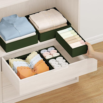 DIMJ Drawer Organizer Clothes, 24 Pack Dresser Organizer, Foldable Closet Organizers and Storage, Fabric Dresser Bins, Drawer Dividers for Nursery, Baby Clothes, Underwears, Sock