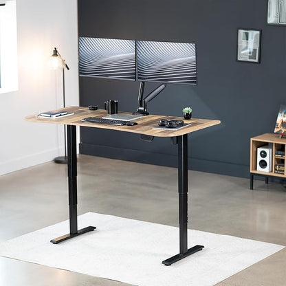 VIVO Electric 63 x 32 in Standing Desk, Touch Screen Adjustment, 220 lb Frame Support, 2E Series, Reclaimed Wood Top Black Frame, DESK-KIT-2EBP
