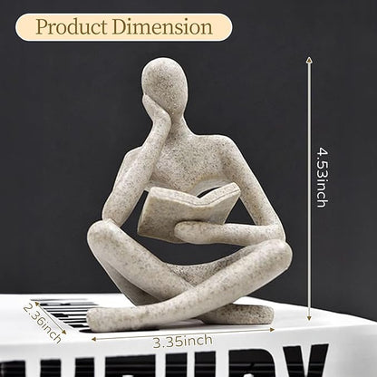 Abstract Art Thinker Statue - Reading Thinker Sculpture Figurine, Modern Home Decoration for Living Room Office Shelves Coffee Table Desk Decor (Black)