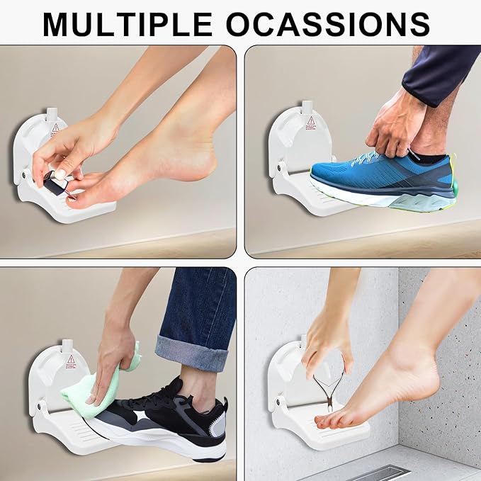 Shower Foot Rest, Strong Suction Cup Foldable Foot Stool for Shaving Legs in Shower, No Drill Bathroom Foot Rest with Anti-Slip Surface for Elderly, Pregnancy, Portable for RV Travel