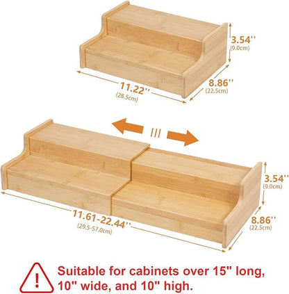 Hongtamoya 2-Tier Expandable Bamboo Coffee Mug Holder, Mug Organizer for Kitchen Cabinets, Mug Cup Rack, Multi-Functional Cup Holder Shelf, Coffee Bar Organizer, Home