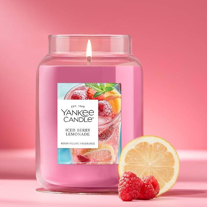 Yankee Candle Iced Berry Lemonade, Scented Candle, 22oz Large Jar with up to 150 Hour Burn Time, Giftable