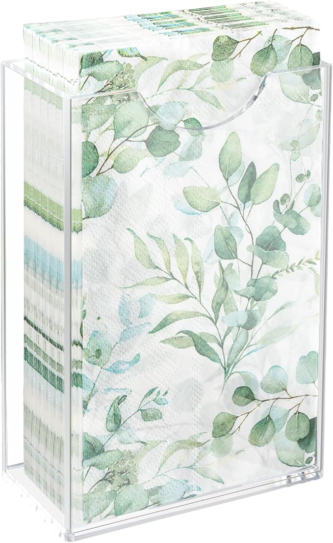 Acrylic Guest Towel Holder, Clear Vertical Napkin Dispenser Space Saving for Bathroom, Waterproof Disposable Hand Towel Box for Kitchen, Modern Dining Table Napkin Storage for Home Hotel Office