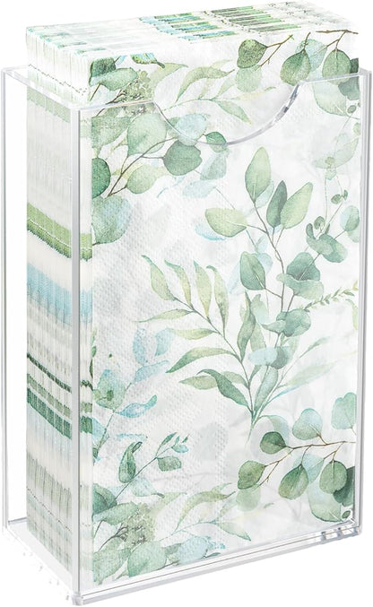 Acrylic Guest Towel Holder, Clear Vertical Napkin Dispenser Space Saving for Bathroom, Waterproof Disposable Hand Towel Box for Kitchen, Modern Dining Table Napkin Storage for Home Hotel Office
