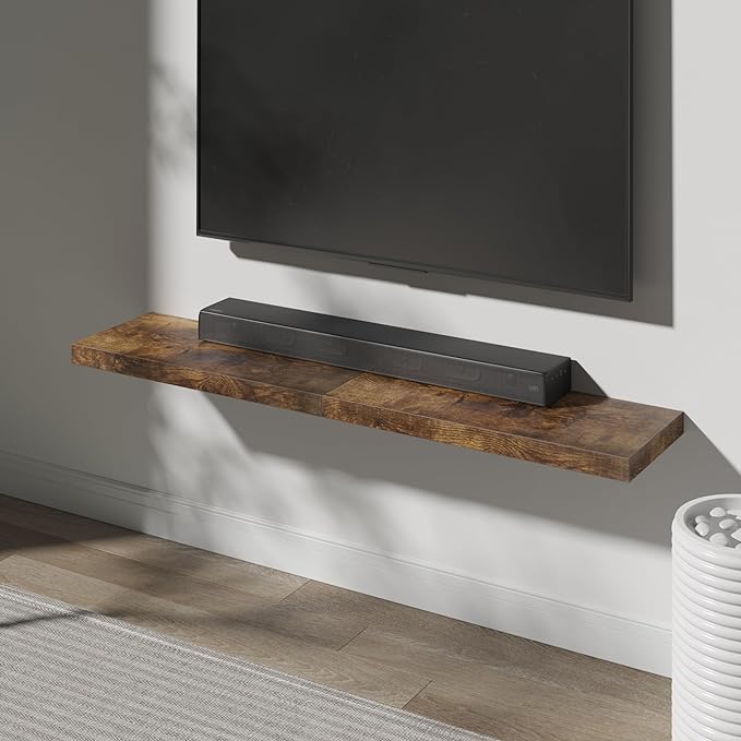 JPND Floating Shelf, Set of 3 Wall Shelf, 30 in W x 12.75 in D x 2 in H Wooden Floating Wall Shelf with Invisible Brackets for Living Room/Bedroom/Bathroom/Kitchen Storage and Decor, Rustic Brown