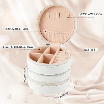 6 Pcs Travel Jewelry Case Bridesmaid Gift Boxes Jewelry Travel Organizer Small Round Jewelry Box Mini Storage PU Leather