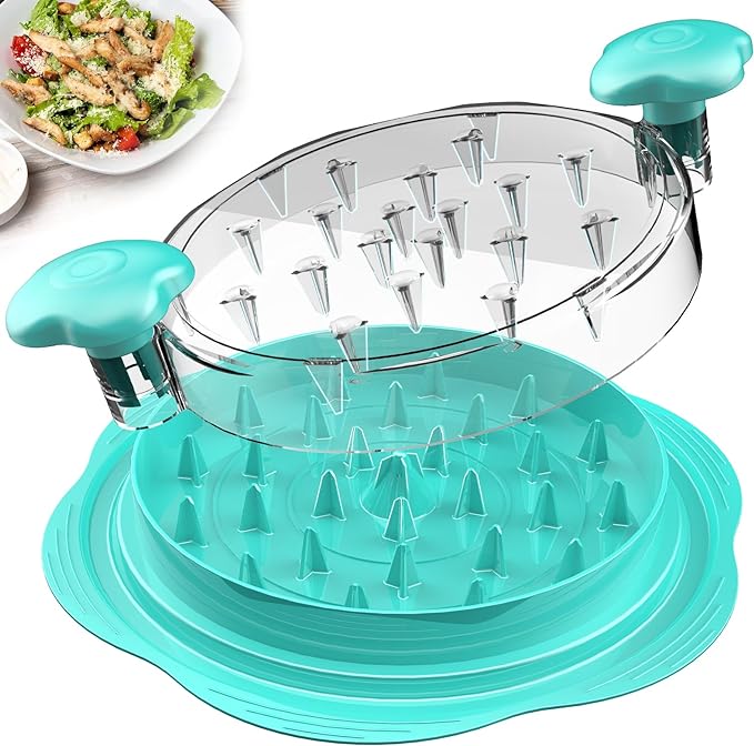 SURETIVIAN Chicken Shredder Tool Twist Large Chicken Breast Shredder with Brush&Fork, Visible Meat Shredder Machine, Anti-Slip Strip, Ergonomic Handle, BPA Free, Pork Beef Chicken(Mint Green)