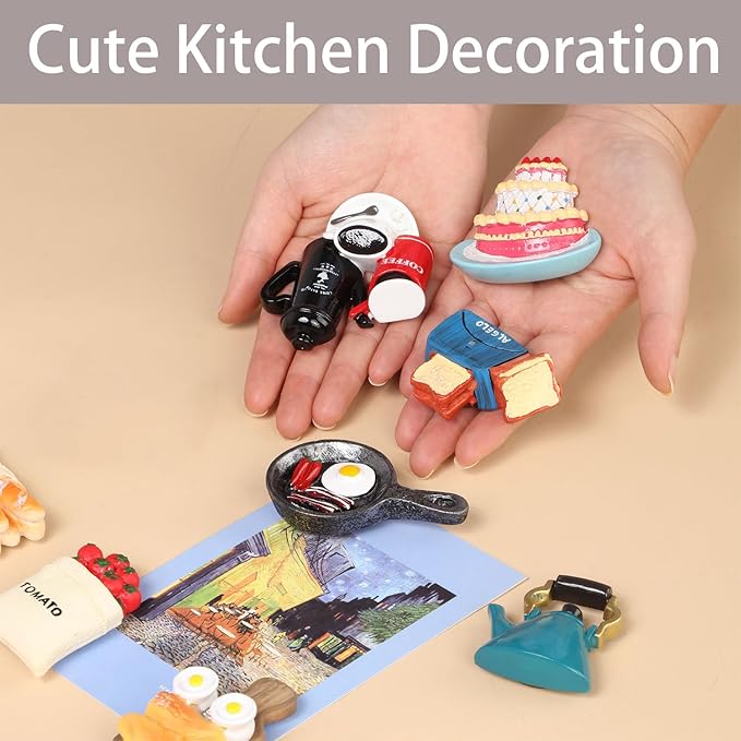 12pcs Cute Food Fridge Magnets for Fridge Cute Magnet Refrigerator Stickers for Kitchen Magnet Decorative Strong Resin Fun Magnets Home Decor Office