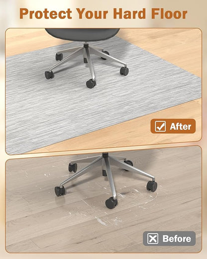 Blvornl Office Chair Mat for Hardwood Floor, 47.2"*60" Desk Computer Chair Mat for Hard Wood, Large Anti-Slip Hard Floor Protector Rolling Chair Mat, PVC Mat Desk Rug for Office and Home Silver Grey