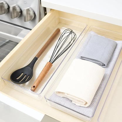 iDesign Recycled Plastic 5-Piece Kitchen Drawer Organizer Set - Linus Collection - Clear