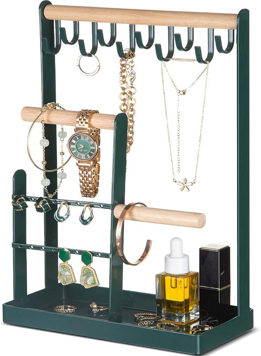 ProCase Cute Jewelry Stand, Aesthetic Jewelry Organizer for Dresser Vanity, Jewelry Holder Display for Necklaces Earrings, Gifts for Teen Girls Women, Bedroom Dorm Decor -Medium, Green
