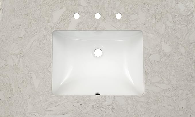 MSI Drifting Fog Vanity Top with Under Mount Rectangle Ceramic Sinks, Engineered Marble Stone, 4" CC Faucet Holes, 37"X22"