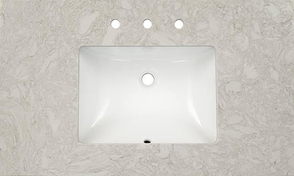 MSI Drifting Fog Vanity Top with Under Mount Rectangle Ceramic Sinks, Engineered Marble Stone, 4" CC Faucet Holes, 37"X22"