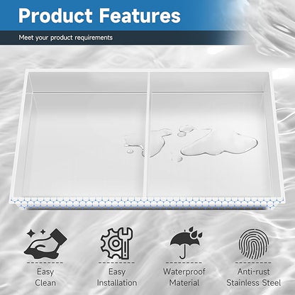 Shower Niche 9" X 25" White, Stainless Steel Wall Niche Double Shelves Recessed Shower Shelf for Bathroom Storage, No Tile Needed Over Mount Installation