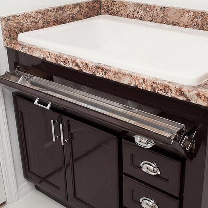 1 Set 31 Inch Stainless Steel Sink Drawer Tip Out Tray Kit Include Tip-Out Sink Trays and Hinges Large Pull Out Storage Organizer for Kitchen Bathroom Base Cabinets