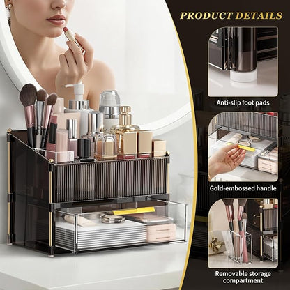 Modular Makeup Organizer, Clear Acrylic Cosmetic Storage Box with Drawer, Vanity Countertop Organizer for Makeup, Skincare and Beauty Accessories – Multiple Styles