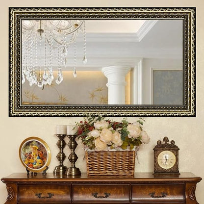 H-A Black&Gold Framed Rectangle Bathroom Mirrors for Wall,Wall Mounted Vintage Mirror Vertical or Horizontal Hanging for Living Room,Bedroom (40''x24''Vintage)