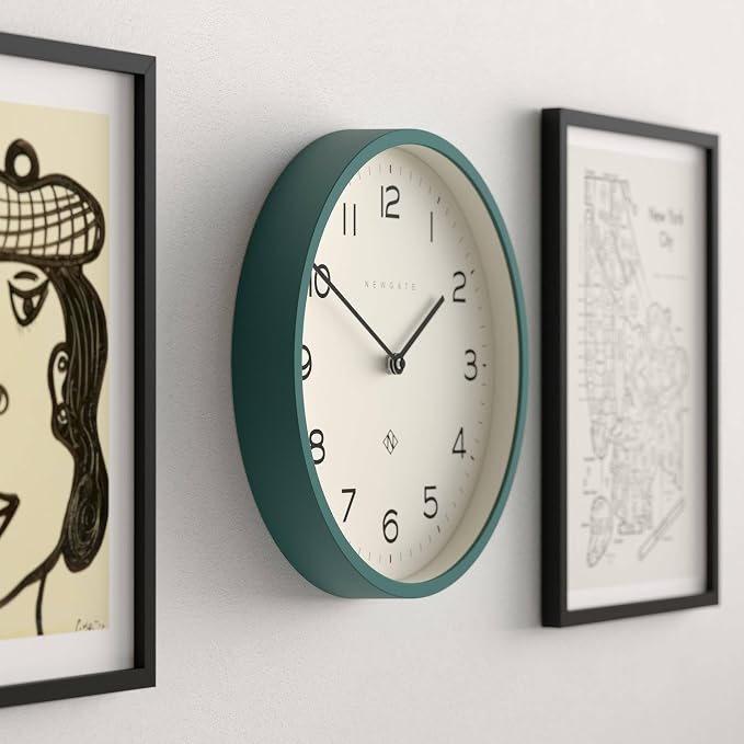 NEWGATE® Number Four Echo wall Clock | Modern Round Clock | 30cm | Eden Green | Easy to Read Numbers | Ideal for Kitchen, Living Room or Office