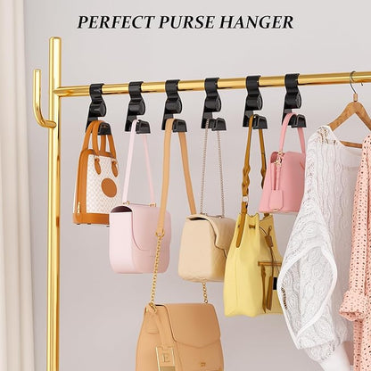 3-Pack Acrylic Purse Hangers for Closet Organization | Multi-Purpose Durable Hooks for Handbags, Scarves, Hats & Belts (Black)