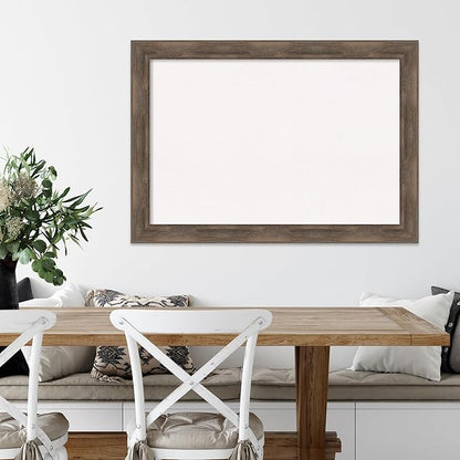 Amanti Art White Cork Board for Wall, 29x41 Vision Board with Brown Wood Frame, Large Corkboard Office Decor for Home Organization, Rustic Farmhouse Corkboard Pinboard to display items for home