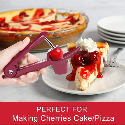 Cherry Pitter Tool Pit Remover, Cherry Core Remover Tool with Space-Saving Lock Design, Heavy-Duty Cherry Seed Remover for Kids/Making Cherry Jam