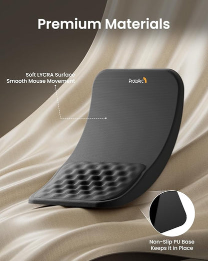 ProtoArc Ergonomic Mouse Pad with Wrist Rest, MP50 Mousepad with Massage Design, Soft Memory Foam and Non-Slip PU Base for Pain Relief, Desk, Home, Office, 12x8 Inches, Black (Mouse Not Included)