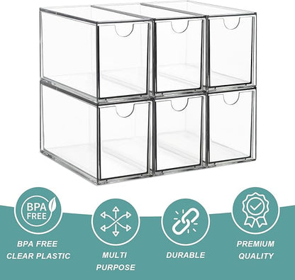 6 Tea Bag Organizer and Storage, Acrylic Tea Bag Holder Organizer, Plastic Tea Drawer Container for Cabinet