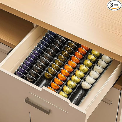 Coffee Pod Storage Holder Drawer Insert for Counter Compatible with Nespresso Vertuoline Capsules, Nespresso Pod Holder for Nespresso Vertuo for Home, Office, Coffee Station (3 Packs)