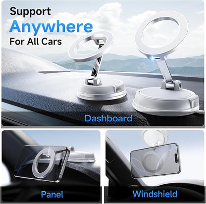 ANDERY Car Phone Holder for Magsafe [78+LBS Strongest Suction & 2400gf Magnetic] 360° Adjustable Car Phone Mount, Phone Holders for Your Car for iPhone 17 Pro Max 16 15 14 13 12 Air Plus, White