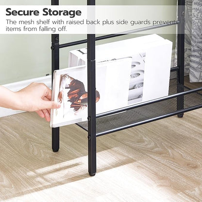 HOOBRO Small Narrow Side Table with Charging Station, Skinny End Table for Small Spaces, Slim Nightstand with USB Ports Outlet, Sofa Beside Table with Storage Shelf, Greige and Black BG102UBZ01