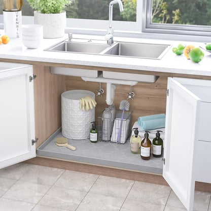 SIKADEER 31" x 22" Under Sink Mat Waterproof, Silicone Mat Kitchen Drawer Shelf and Cabinet Liner, Sink Protector for Kitchen Organizers and Storage, Boot Tray Pet Food Mats