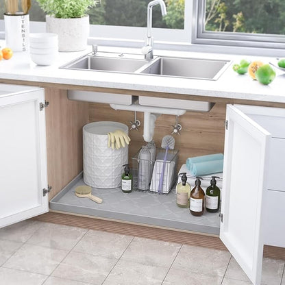 SIKADEER 22" x 22" Under Sink Mat Waterproof, Silicone Mat Kitchen Drawer Shelf and Cabinet Liner, Sink Protector for Kitchen Organizers and Storage, Boot Tray Pet Food Mats