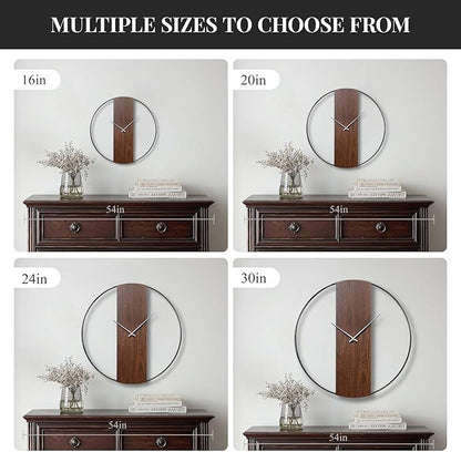 Cuspin Wall Clocks for Living Room Decor, Modern Minimalist Wall Clock Decorative 16 Inch Silent Non Ticking Battery Operated Clock with Walnut Dial for Bedroom, Kitchen, Farmhouse, Office