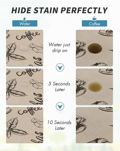 AMOAMI Coffee Mat Hide Stain Rubber Backed Absorbent Dish Drying Mat for Kitchen Counter - Fits Under Coffee Maker & Espresso Machine (17X31.5, MILK TEA)