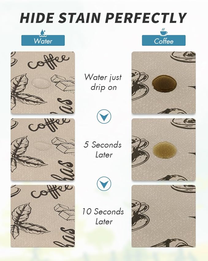 AMOAMI-Coffee Mat Hide Stain Rubber Backed Absorbent Dish Drying Mat for Kitchen Counter-Coffee Bar Accessories Fit Under Coffee Maker, Espresso Machine, Pot, Dish Rack (16X24,MILK TEA)