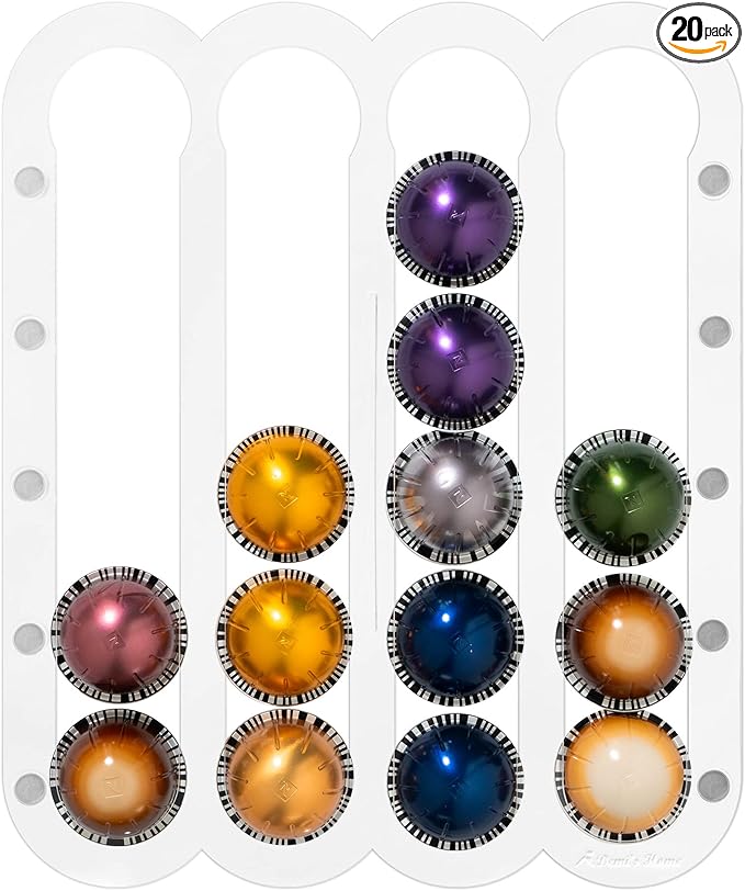 Demi's Home Adhesive Coffee Pod Holder for Nespresso Vertuo Capsules (Measure Before Purchase) - Suitable to be Mounted Inside/Under the Cabinet or on the Wall (Transparent)