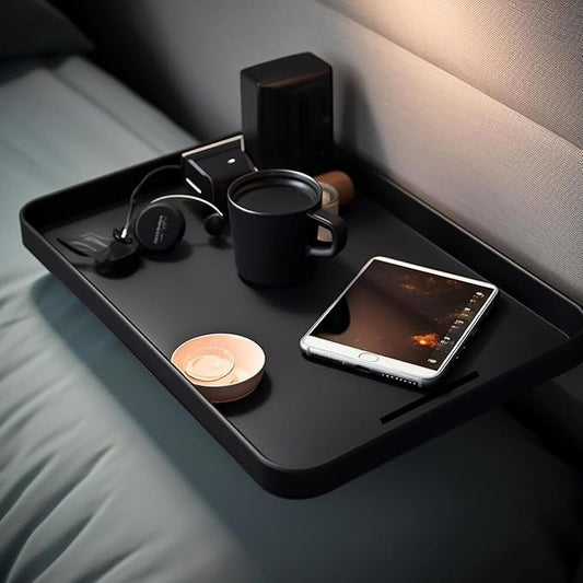 Bedside Shelf Nightstand Table Tray for Bunk Bed College Dorm Room Bedroom Laptops Book Drinks Cup Storage Organizer Black (Black Small)