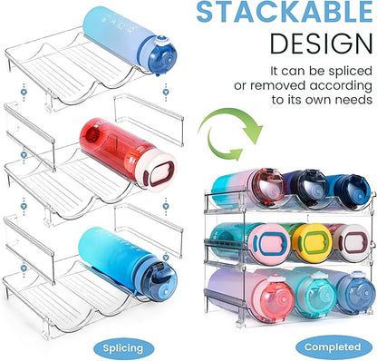 spospo Water Bottle Organizer for Cabinet, 3 Pack Water Bottle Organization and Storage Shelf, Plastic Water Bottle Holder Rack for Fridge, Kitchen, Desktop