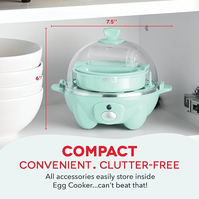 Dash Rapid Egg Cooker - Boiler, Poacher & Steamer - Includes Measuring & Recipe Guide - Dishwasher Safe - BPA Free - Holds 7 Eggs, Aqua