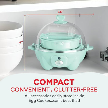 Dash Rapid Egg Cooker - Boiler, Poacher & Steamer - Includes Measuring & Recipe Guide - Dishwasher Safe - BPA Free - Holds 7 Eggs, Aqua