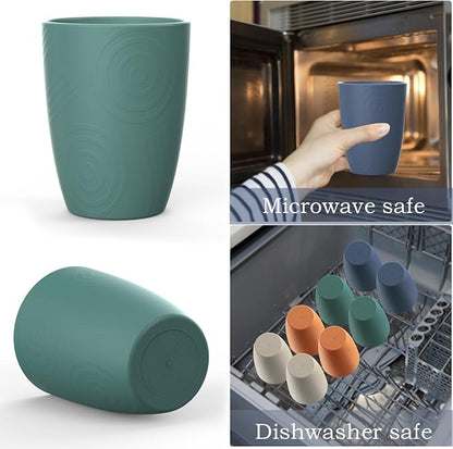 Wrova Wheat Straw Cups 8 PCS Good Alternative to Plastic Reusable Cups 12 oz Unbreakable Drinking Cup Reusable Dishwasher Safe Water Plastic Glasses Colorful