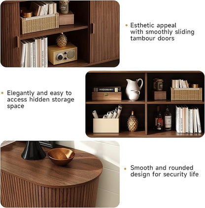 ONBRILL 63" Sideboard Buffet Cabinet with Storage, Storage Cabinet with Sliding Door & Adjustable Shelf, Modern Accent Coffee Bar Console Table for Kitchen, Entryway, Walnut
