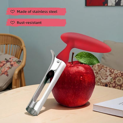 Premium Stainless Steel Apple Corer - Easy Use & Dishwasher Safe, Multi-Fruit Core Remover with Ergonomic Handle for Apples, Pears, Tomatoes & Cupcakes | Durable Kitchen Tool (Red)